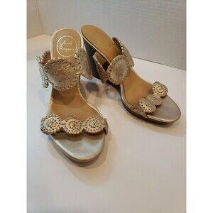 Jack Rogers Gold Platform embroidered sandals Womens Size US9